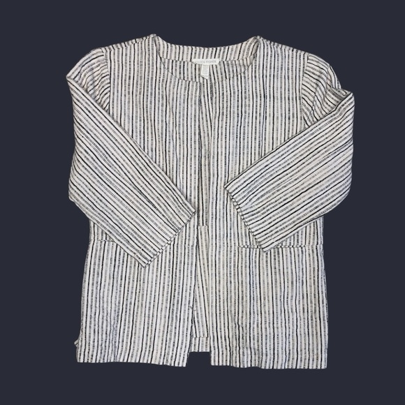 Eileen Fisher Organic Cotton Striped Women's Open Front Jacket XXS - Picture 10 of 10